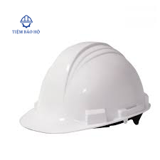 a white hard hat with a black handle